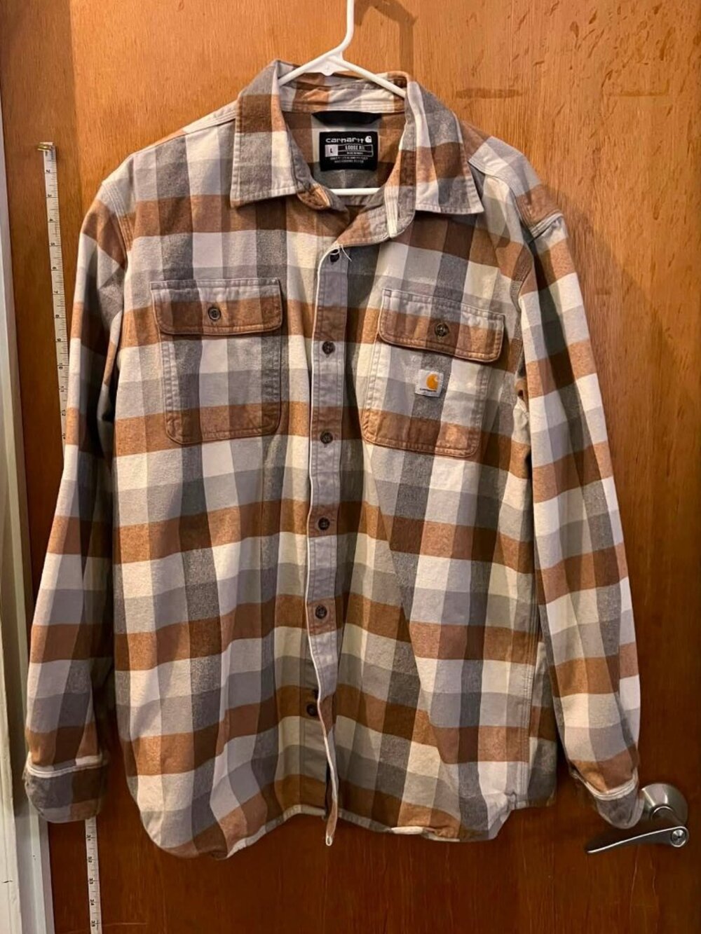 🐻Size L - Carhartt - Men's Loose Fit Fall Tone Long Sleeve Plaid Flannel - Brok